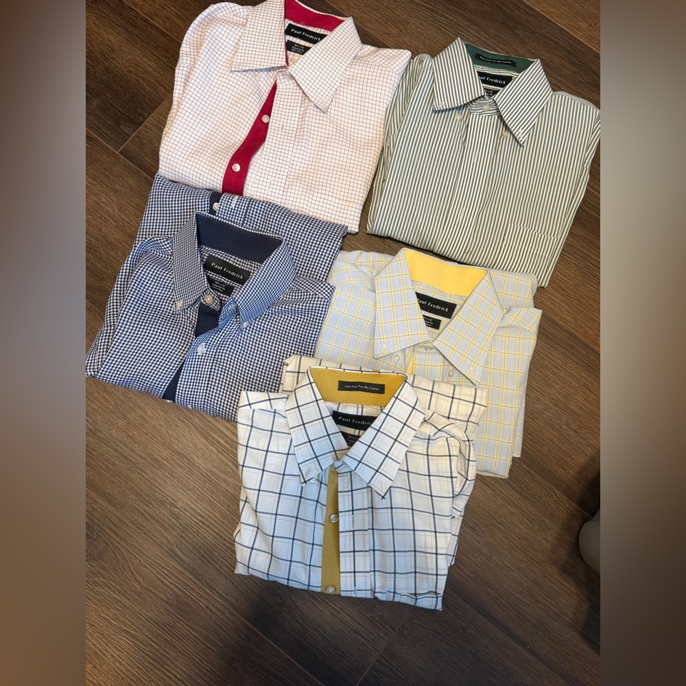 Bundle Paul Fredrick Men's Dress Shirt 16.5 x 32 Non-Iron Flip Cuff